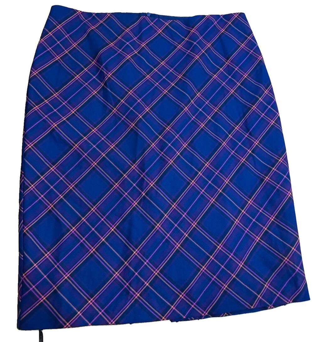 NWT TRINA TURK Women’s Plaid Lined Midi Pencil Multicolored Skirt Size 12